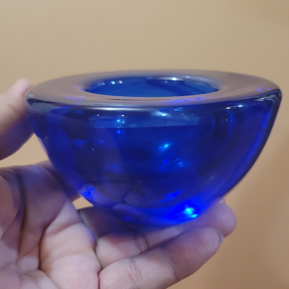 Kosta Boda Atoll by Anna Ehrner for Kosta Boda Cobalt Blue/Sweden/Candleholder